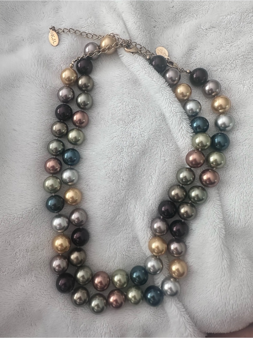 KJL Earth Tone Big Faux Pearl Necklace